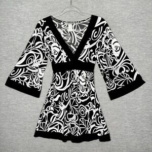 Vintage Body Central Top Y2K Babydoll 90s Size Medium Black White Tunic Shirt